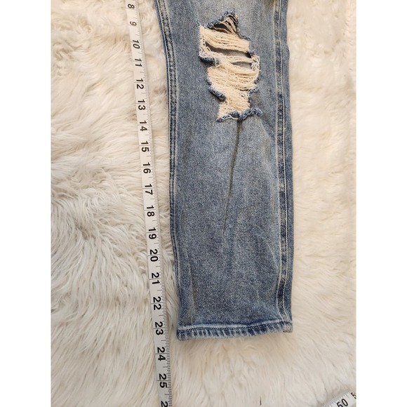 Hollister Womens Blue Stretch High Rise Distressed Vintage Ankle Mom Jeans Sz 27 - Picture 7 of 7